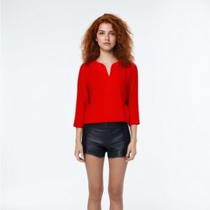 Lauren Ralph Lauren Top Women 1X Red Pullover Blouse Casual Preppy Breathable
